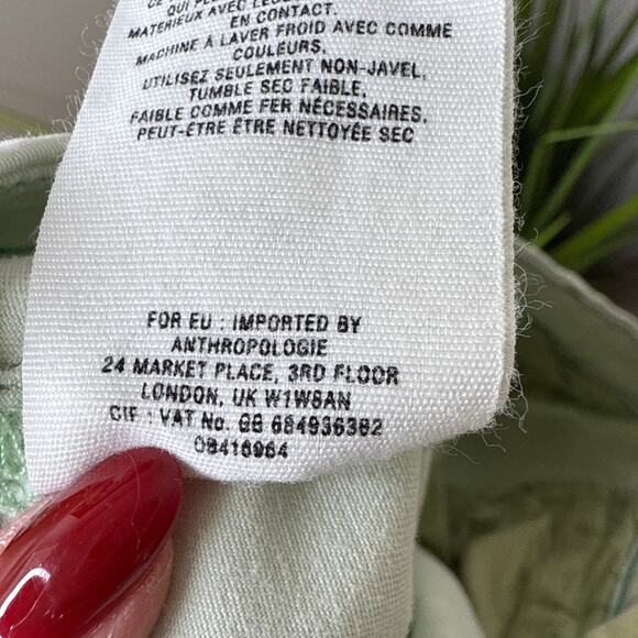 Anthropologie Pilcro Hyphen Distressed Chinos Size 25 Mint Mid Rise Relaxed Boho - Picture 11 of 11